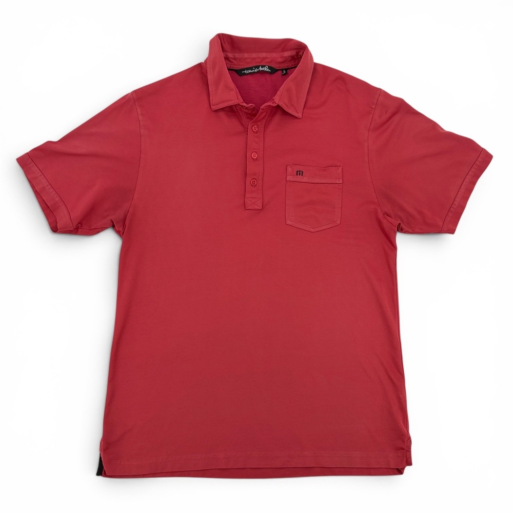 Travis Mathew Polo Shirt Mens Large Red Pima Cotton Pocket